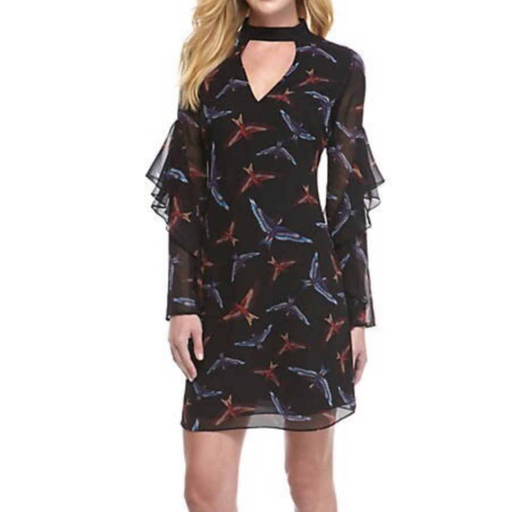 NWT Sam Edelman Black Bird Sleeved Dress Size 2